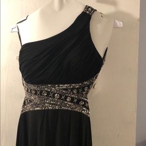 Black single strap full length gown